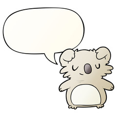 cute cartoon koala and speech bubble in smooth gradient style