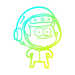 cold gradient line drawing happy astronaut cartoon