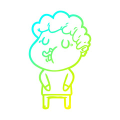 cold gradient line drawing cartoon man singing