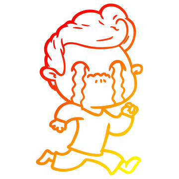recommend clip art: warm gradient line drawing cartoon man crying