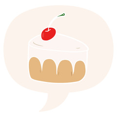 cartoon tasty dessert and speech bubble in retro style