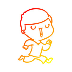 warm gradient line drawing cartoon happy boy