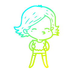 cold gradient line drawing cartoon woman