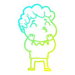 cold gradient line drawing cartoon man pouting