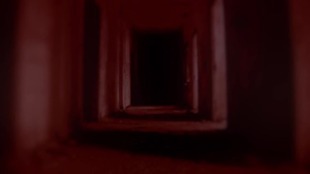 VR simulation horror video game in abandoned scary building