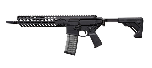 Modern automatic rifle isolated on white