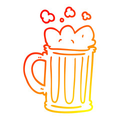 warm gradient line drawing cartoon pint of beer