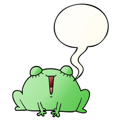 cute cartoon frog and speech bubble in smooth gradient style