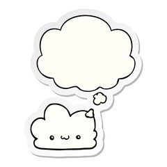 cute cartoon cloud and thought bubble as a printed sticker