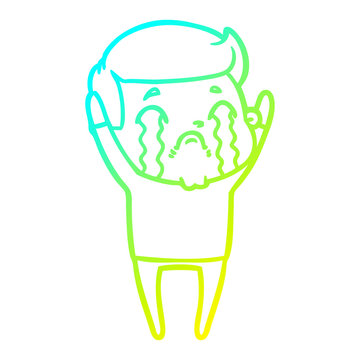 recommend clip art: cold gradient line drawing cartoon man crying
