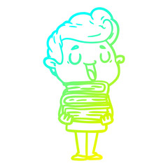 cold gradient line drawing happy cartoon man