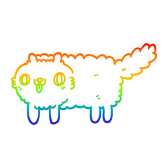 rainbow gradient line drawing cartoon cat