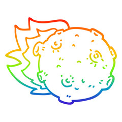 rainbow gradient line drawing cartoon asteroid