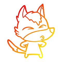 warm gradient line drawing cartoon wolf whistling
