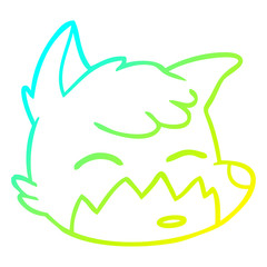 cold gradient line drawing cartoon fox face