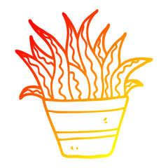 warm gradient line drawing cartoon house plant