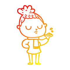 warm gradient line drawing cartoon calm woman