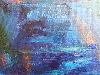 Dark blue background handwork painting art. Oil paint texture