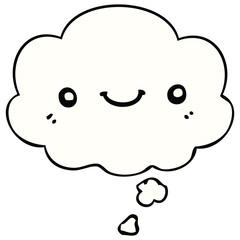 cartoon cute happy face and thought bubble