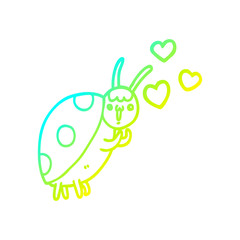 cold gradient line drawing cute cartoon ladybug in love