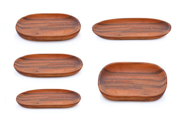 collection Wood plate isolated on white background