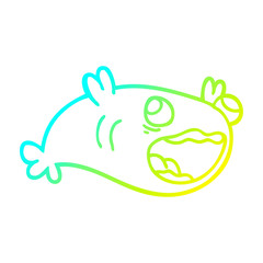 cold gradient line drawing cartoon fish