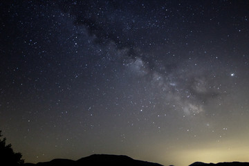Fototapeta na wymiar Milky Way and Jupiter view in a starry summer night