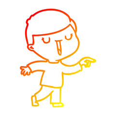 warm gradient line drawing cartoon happy boy