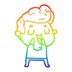 rainbow gradient line drawing happy cartoon man