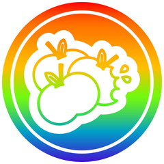 juicy apples circular in rainbow spectrum