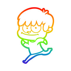 rainbow gradient line drawing happy cartoon man