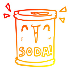 warm gradient line drawing cartoon soda can