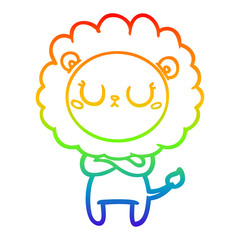 rainbow gradient line drawing cartoon lion