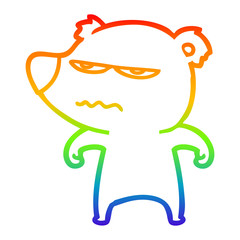 rainbow gradient line drawing annoyed bear cartoon