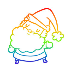 rainbow gradient line drawing santa claus