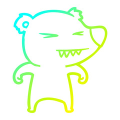 cold gradient line drawing angry bear cartoon