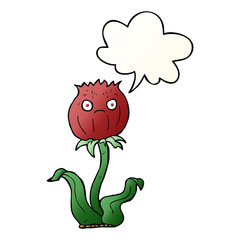 cartoon thistle and speech bubble in smooth gradient style
