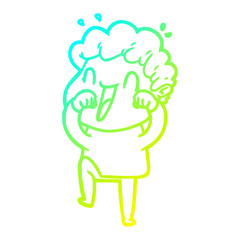 cold gradient line drawing cartoon happy man