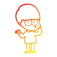 warm gradient line drawing curious cartoon boy