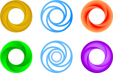 Six circular set icon. Geometric, simple and flat.