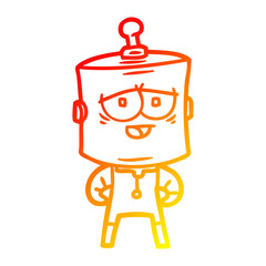 warm gradient line drawing cartoon robot