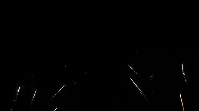 Real Fireworks footage 4k video on Deep Black Background Sky on Futuristic Fireworks festival show before independence day on 4 of July