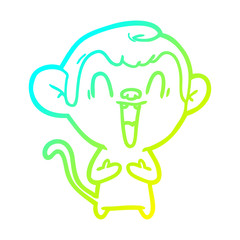 cold gradient line drawing cartoon laughing monkey