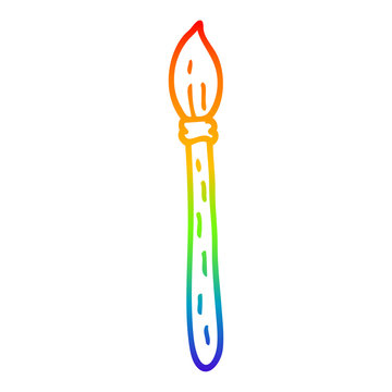 rainbow gradient line drawing cartoon paintbrush