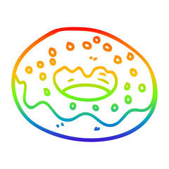 rainbow gradient line drawing cartoon chocolate donut