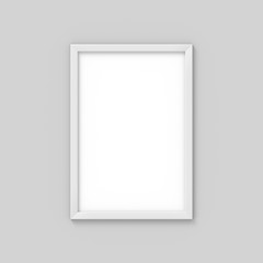 Vertical A4 white simple picture frame. Mockup for photography. 3D rendering