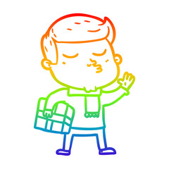 rainbow gradient line drawing cartoon model guy pouting