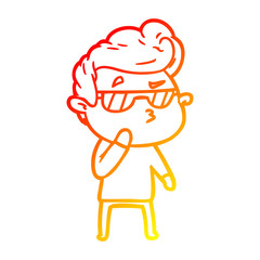 warm gradient line drawing cartoon cool guy