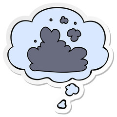 cartoon cloud and thought bubble as a printed sticker