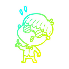 cold gradient line drawing clever boy with idea